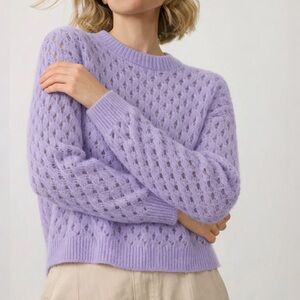 And Now This | Lavender Open Knit Sweater Size L | Cozy Textured Pullover